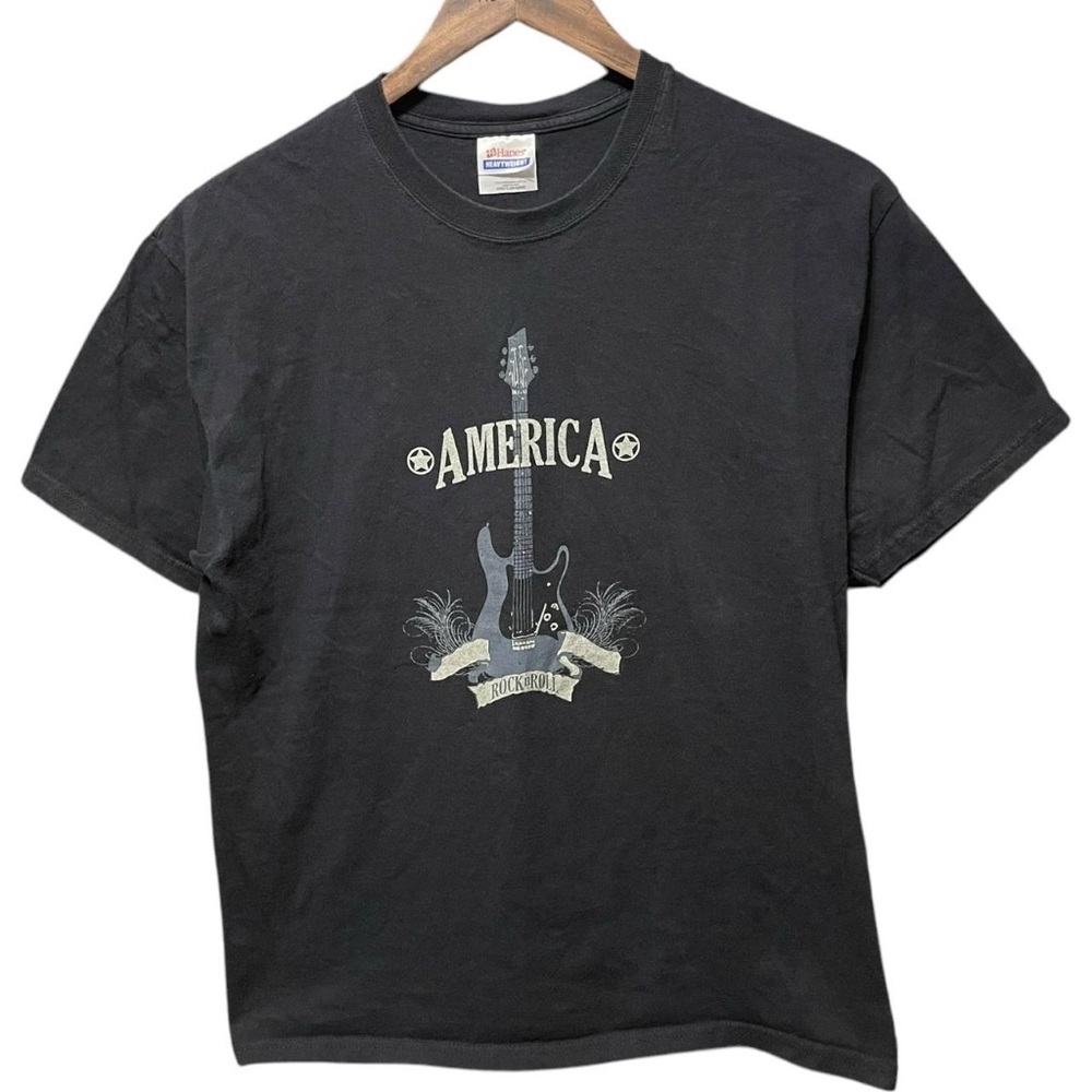 American Rock And Roll guitar Graphic short sleeve crewneck 90s 2000s T-shirt